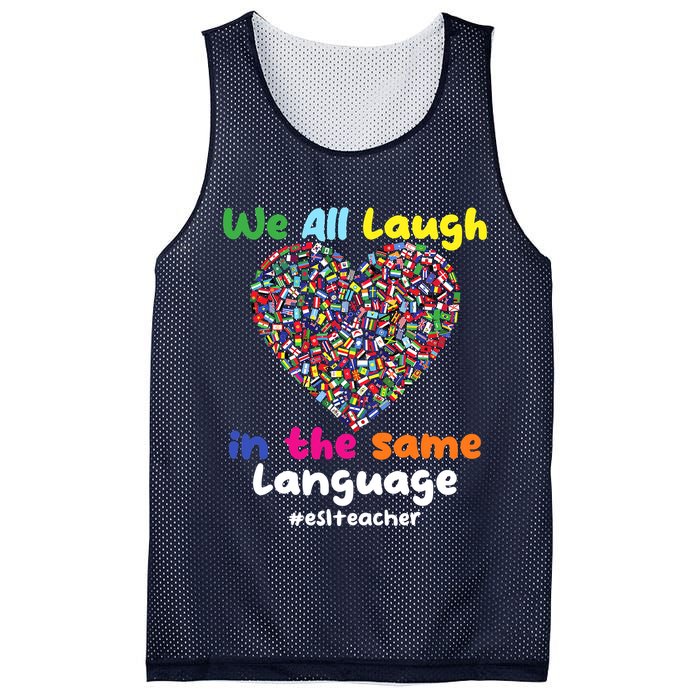 ESL Teacher We All Laugh In The Same Language Eslteacher Mesh Reversible Basketball Jersey Tank