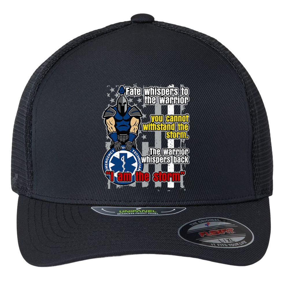 Emt Trojan Warrior I Am The Storm Flexfit Unipanel Trucker Cap