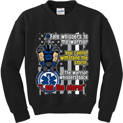 Emt Trojan Warrior I Am The Storm Kids Sweatshirt