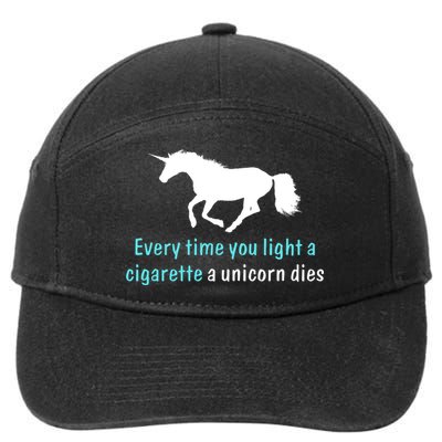 Every Time You Light A Cigarette A Unicorn Dies 7-Panel Snapback Hat