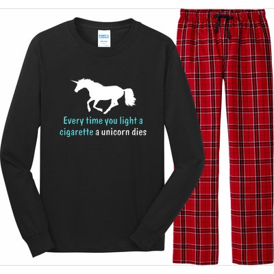 Every Time You Light A Cigarette A Unicorn Dies Long Sleeve Pajama Set