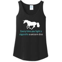 Every Time You Light A Cigarette A Unicorn Dies Ladies Essential Tank