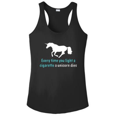 Every Time You Light A Cigarette A Unicorn Dies Ladies PosiCharge Competitor Racerback Tank