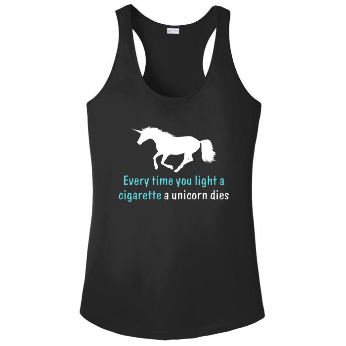 Every Time You Light A Cigarette A Unicorn Dies Ladies PosiCharge Competitor Racerback Tank