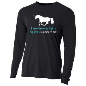 Every Time You Light A Cigarette A Unicorn Dies Cooling Performance Long Sleeve Crew