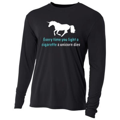 Every Time You Light A Cigarette A Unicorn Dies Cooling Performance Long Sleeve Crew