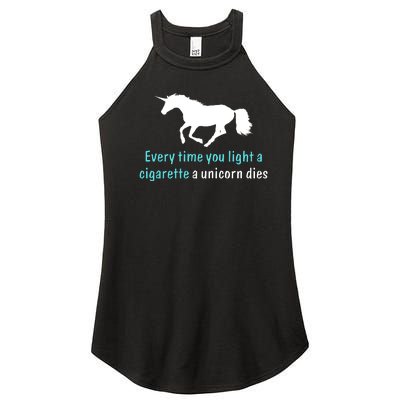 Every Time You Light A Cigarette A Unicorn Dies Women's Perfect Tri Rocker Tank