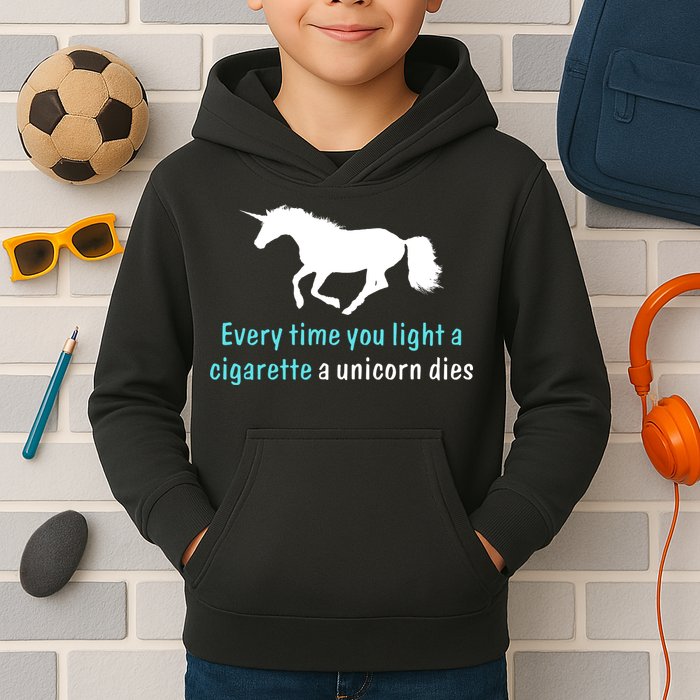 Every Time You Light A Cigarette A Unicorn Dies Kids Hoodie