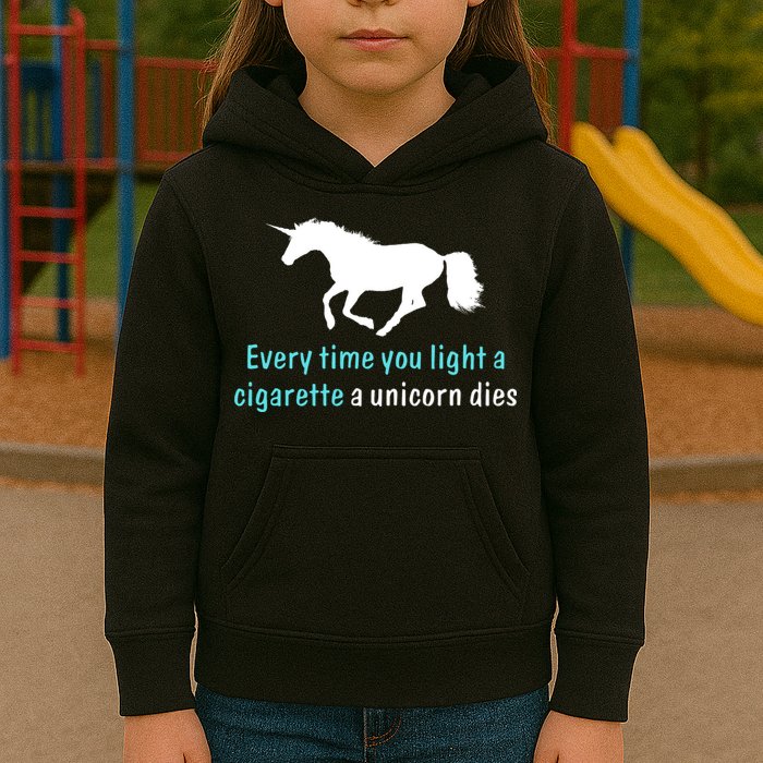 Every Time You Light A Cigarette A Unicorn Dies Kids Hoodie