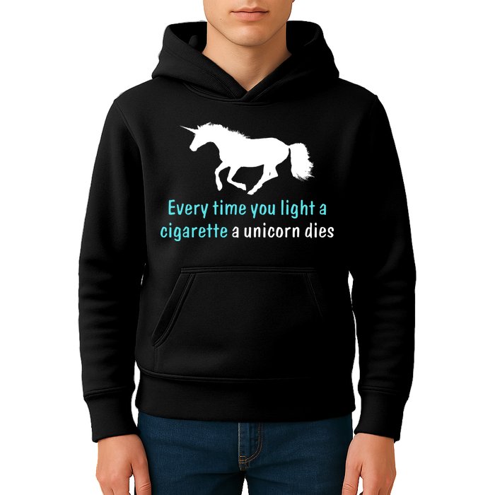 Every Time You Light A Cigarette A Unicorn Dies Kids Hoodie