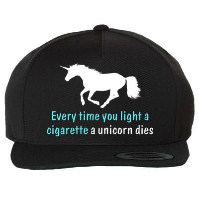 Every Time You Light A Cigarette A Unicorn Dies Wool Snapback Cap