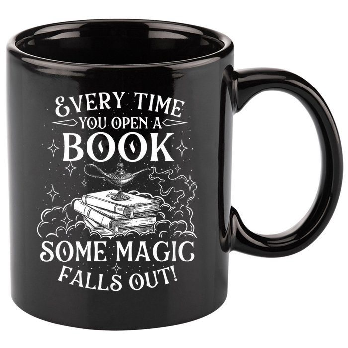 Every Time You Open A Book Some Magic Falls Out - Bookworm 11oz C Handle Ceramic Mug