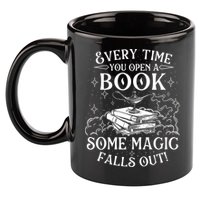 Every Time You Open A Book Some Magic Falls Out - Bookworm 11oz C Handle Ceramic Mug