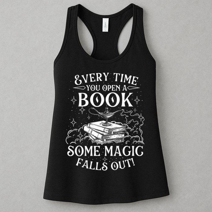 Every Time You Open A Book Some Magic Falls Out - Bookworm Womens Tank Top