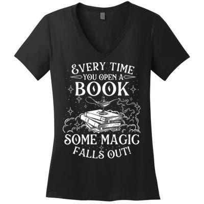 Every Time You Open A Book Some Magic Falls Out - Bookworm Women's V-Neck T-Shirt