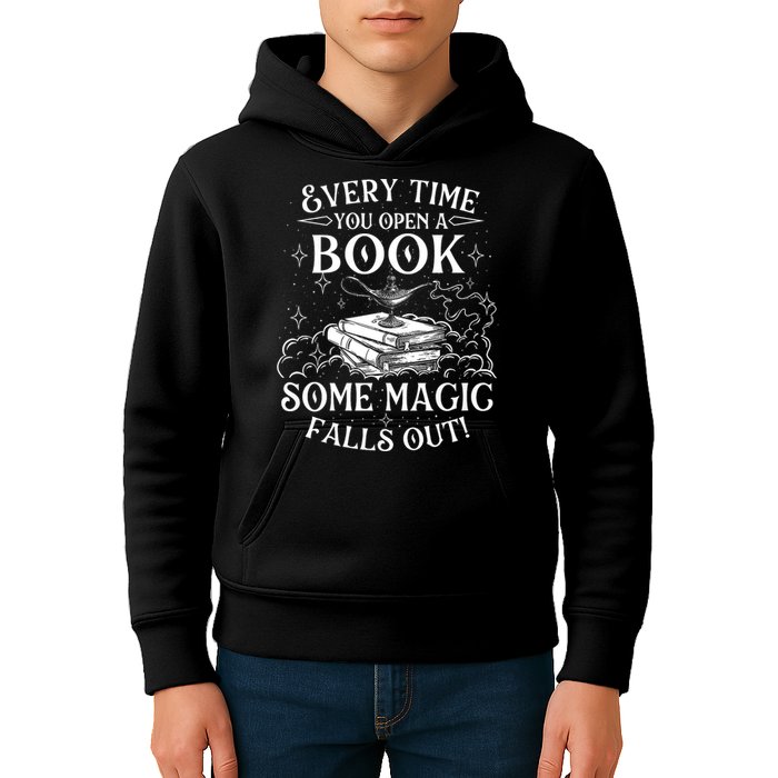 Every Time You Open A Book Some Magic Falls Out - Bookworm Kids Hoodie