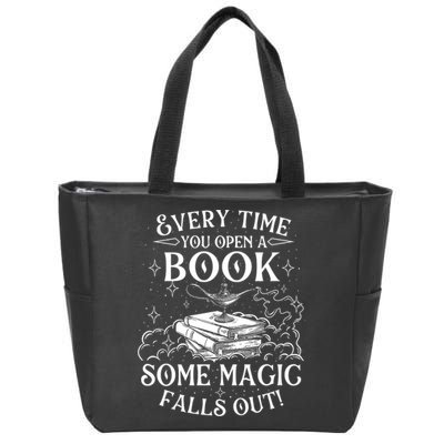 Every Time You Open A Book Some Magic Falls Out - Bookworm Zip Tote Bag
