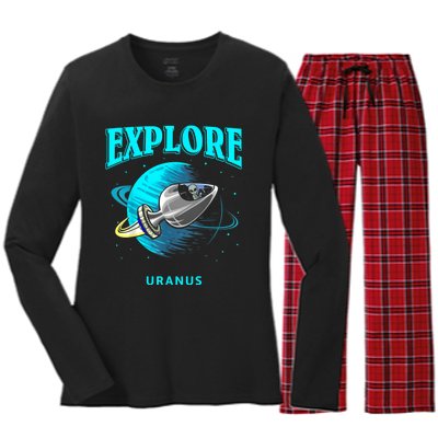 Explore Uranus Allien Women's Long Sleeve Flannel Pajama Set 