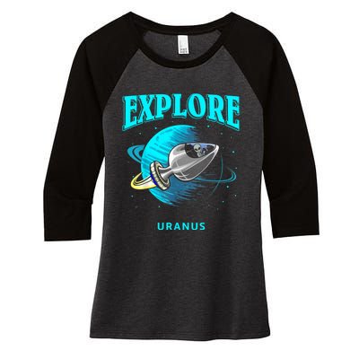 Explore Uranus Allien Women's Tri-Blend 3/4-Sleeve Raglan Shirt