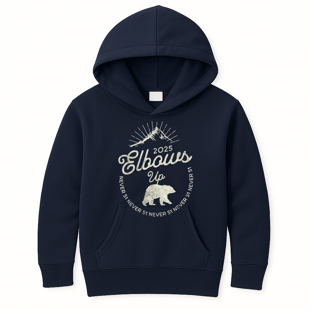 Elbows Up Canada 2025 Never 51 Kids Hoodie