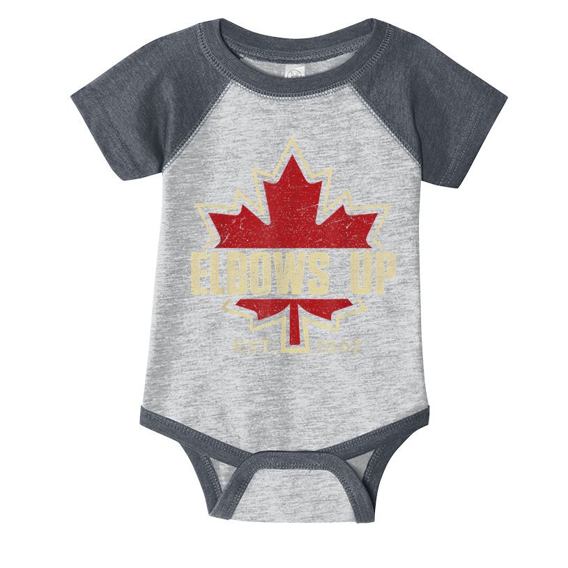 Elbows Up Canada True North Strong Free Proud Canadian Infant Baby Jersey Bodysuit