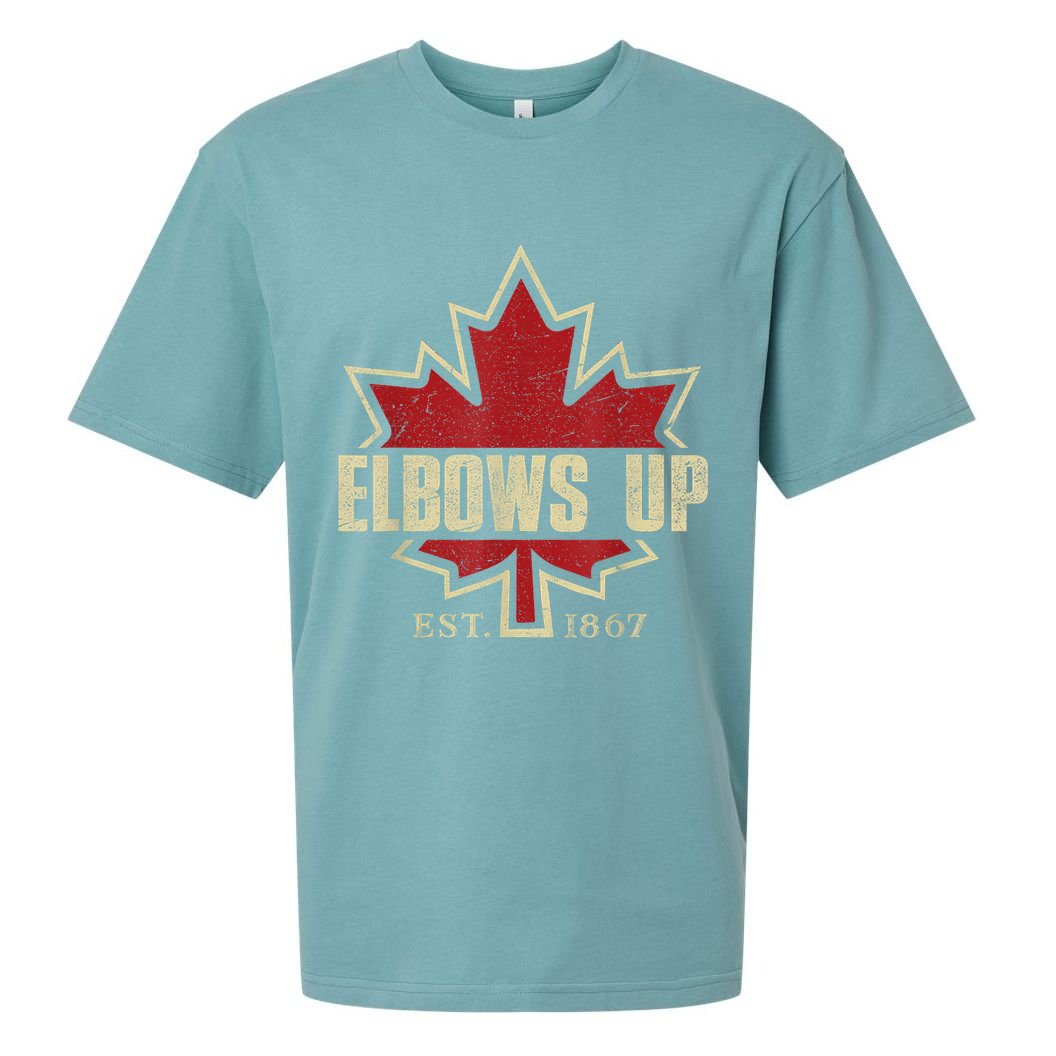 Elbows Up Canada True North Strong Free Proud Canadian Sueded Cloud Jersey T-Shirt