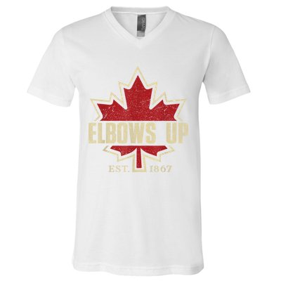 Elbows Up Canada True North Strong Free Proud Canadian V-Neck T-Shirt