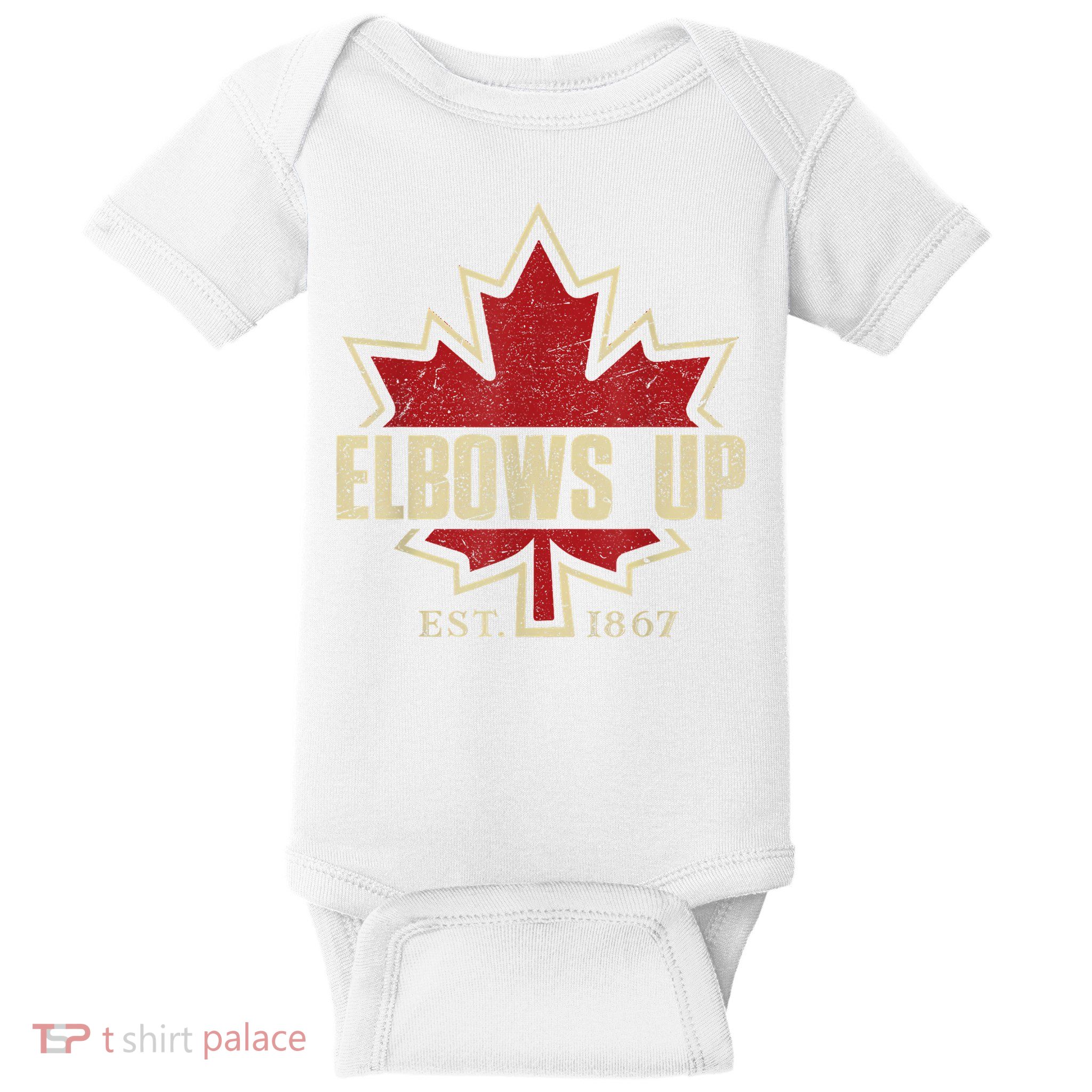 Elbows Up Canada True North Strong Free Proud Canadian Baby Bodysuit