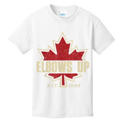 Elbows Up Canada True North Strong Free Proud Canadian Kids T-Shirt