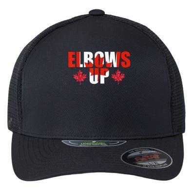 Elbows Up Canada Strong And Free Proud Canadian Flexfit Unipanel Trucker Cap