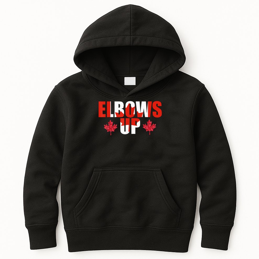 Elbows Up Canada Strong And Free Proud Canadian Kids Hoodie
