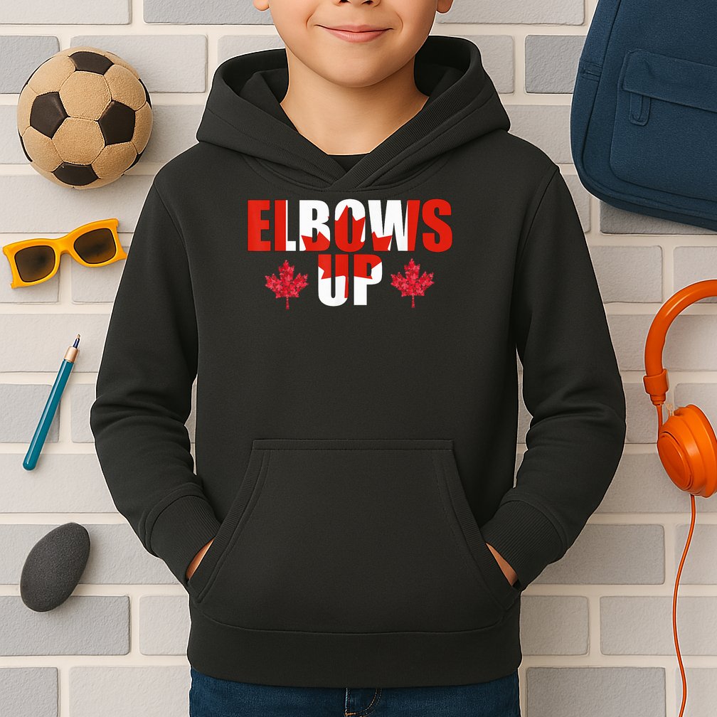 Elbows Up Canada Strong And Free Proud Canadian Kids Hoodie