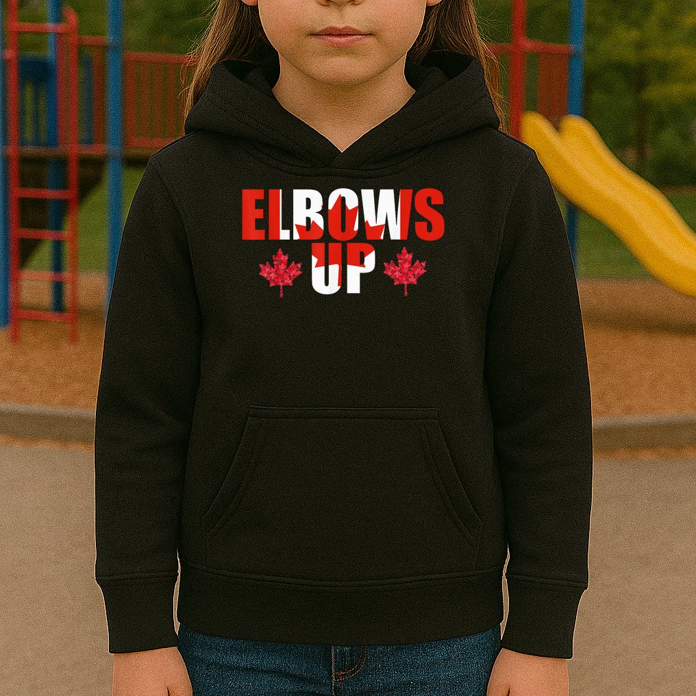 Elbows Up Canada Strong And Free Proud Canadian Kids Hoodie