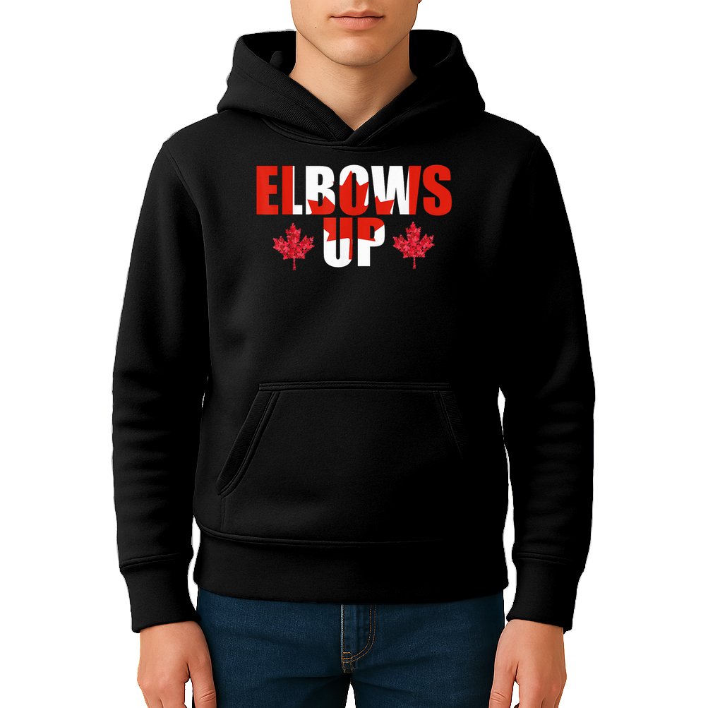 Elbows Up Canada Strong And Free Proud Canadian Kids Hoodie