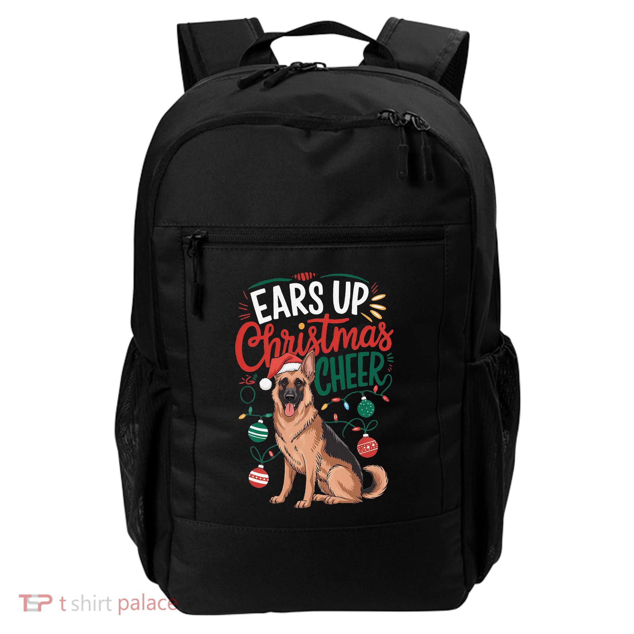 Ears Up Christmas Cheer German Shepherd Dog Mom Backpack