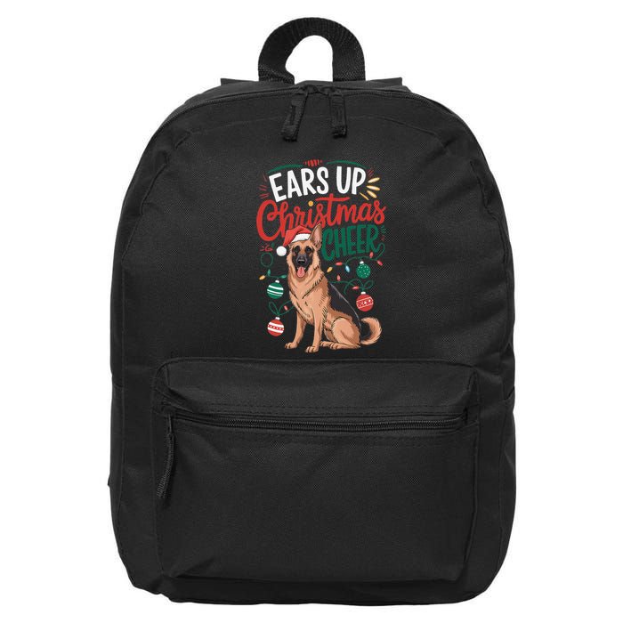 Ears Up Christmas Cheer German Shepherd Dog Mom 16 in Basic Backpack
