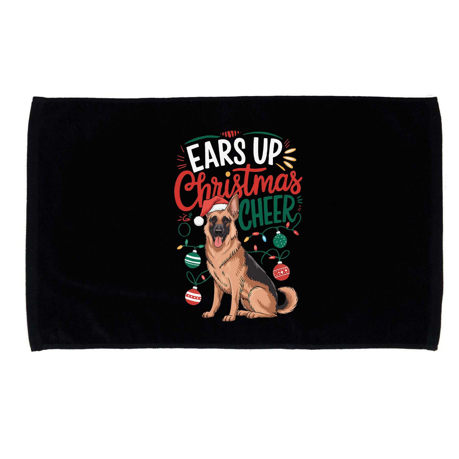 Ears Up Christmas Cheer German Shepherd Dog Mom Microfiber Hand Towel