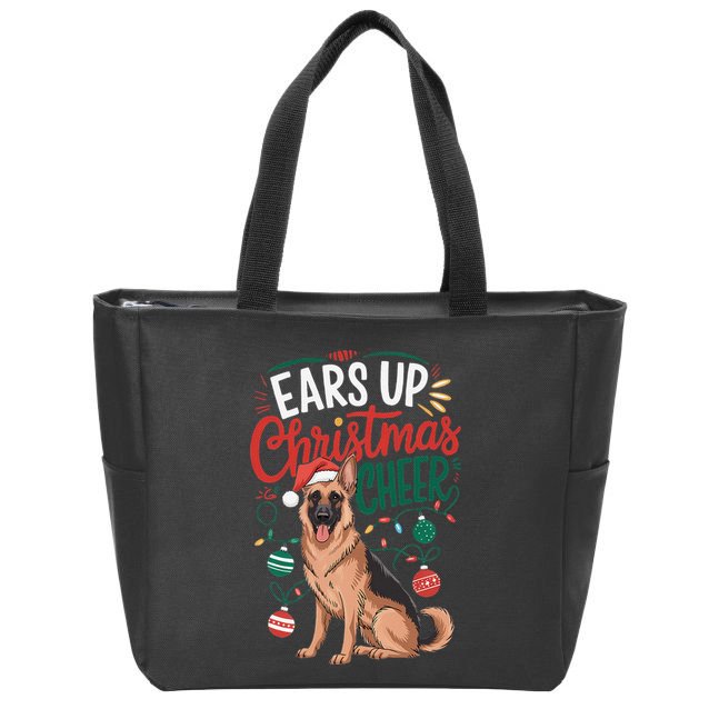 Ears Up Christmas Cheer German Shepherd Dog Mom Zip Tote Bag