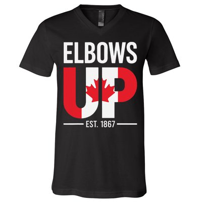 Elbows Up Canada Est 1867 Proud Canadian Strong Canada V-Neck T-Shirt