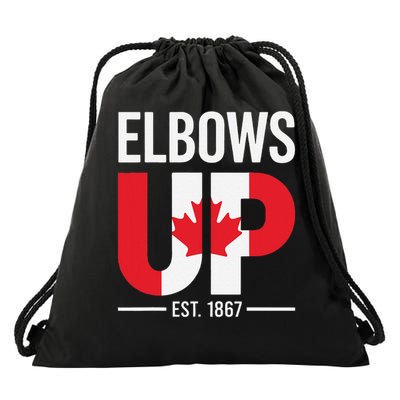 Elbows Up Canada Est 1867 Proud Canadian Strong Canada Drawstring Bag