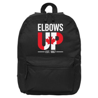 Elbows Up Canada Est 1867 Proud Canadian Strong Canada 16 in Basic Backpack