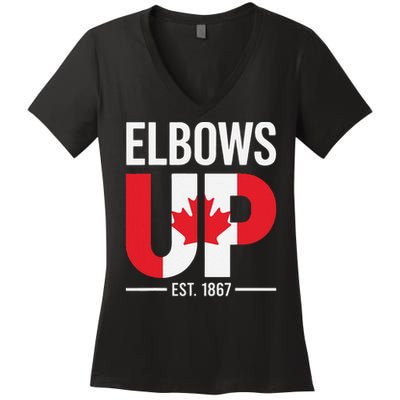 Elbows Up Canada Est 1867 Proud Canadian Strong Canada Women's V-Neck T-Shirt