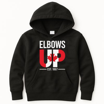 Elbows Up Canada Est 1867 Proud Canadian Strong Canada Kids Hoodie