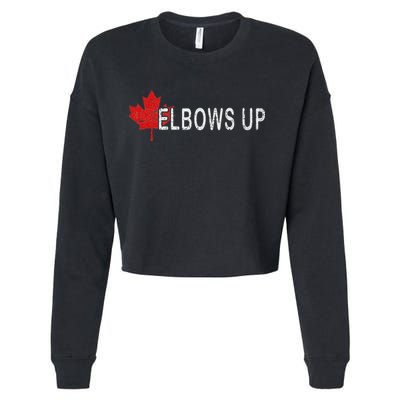 Elbows Up Canada,never 51 Canada Flag Funny Men Women Gift Cropped Pullover Crew