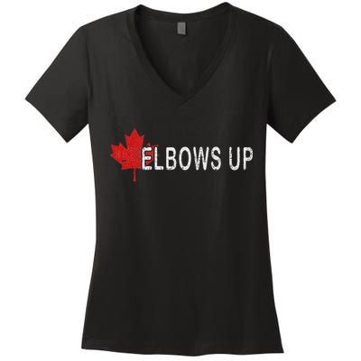 Elbows Up Canada,never 51 Canada Flag Funny Men Women Gift Women's V-Neck T-Shirt