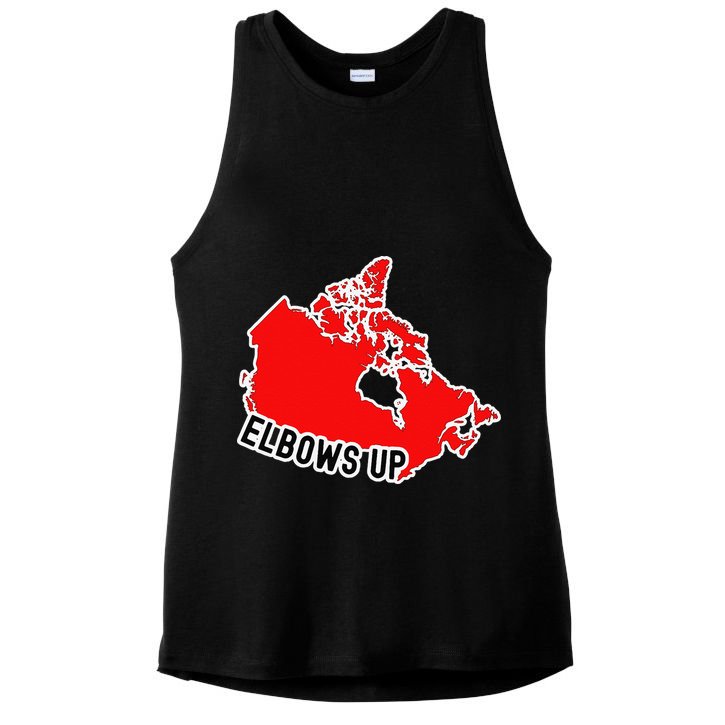 Elbows Up - Canada Map - Anti Trump - True North - Never 5 Ladies PosiCharge Tri-Blend Wicking Tank