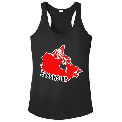 Elbows Up - Canada Map - Anti Trump - True North - Never 5 Ladies PosiCharge Competitor Racerback Tank