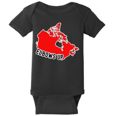 Elbows Up - Canada Map - Anti Trump - True North - Never 5 Baby Bodysuit