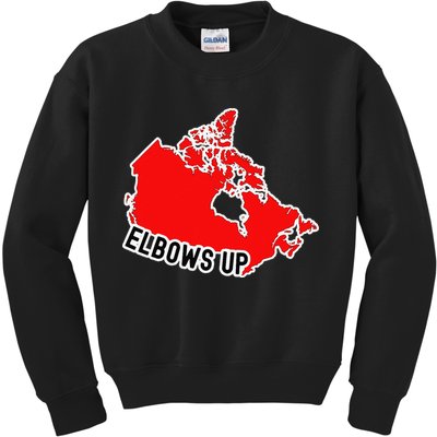 Elbows Up - Canada Map - Anti Trump - True North - Never 5 Kids Sweatshirt