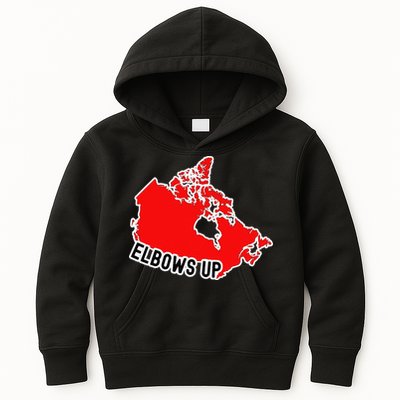 Elbows Up - Canada Map - Anti Trump - True North - Never 5 Kids Hoodie